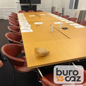 Table de réunion modulable chêne 20 personnes