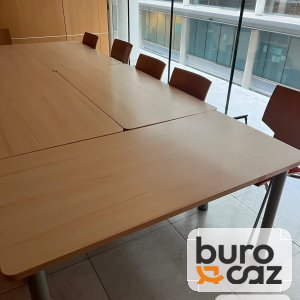 Table de réunion modulable plateau hêtre pieds gris