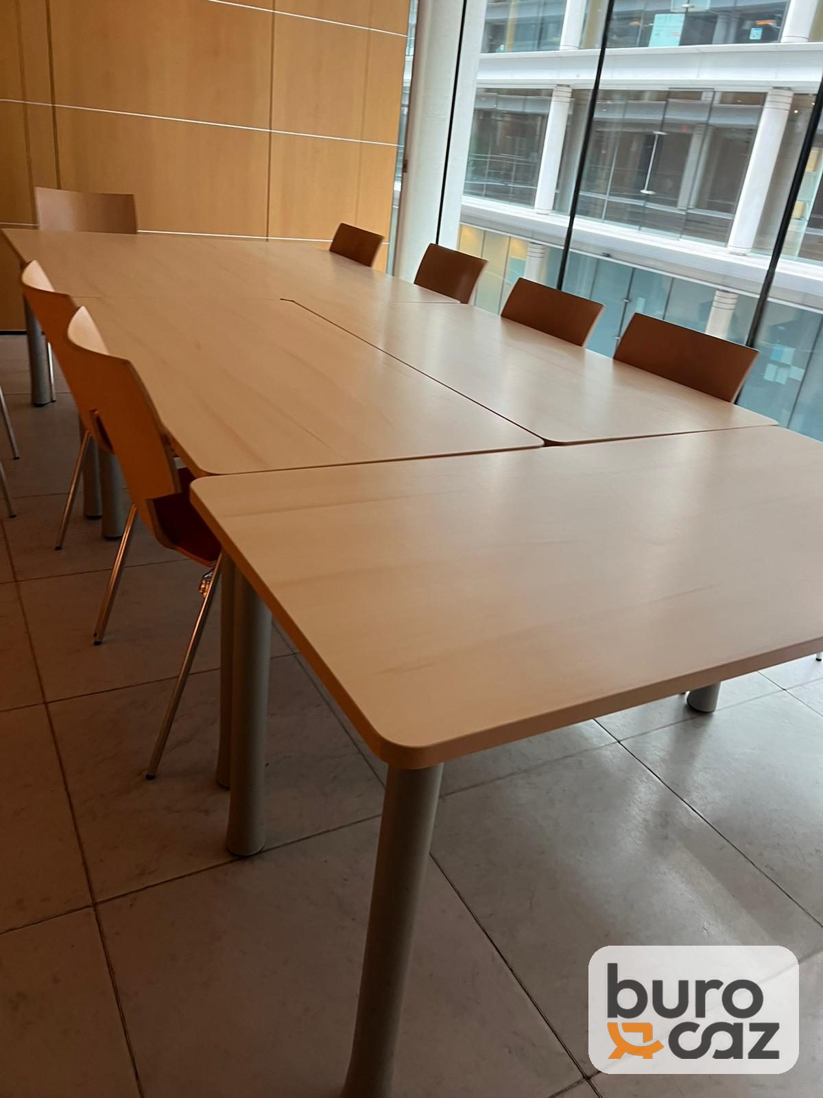 Table de réunion modulable plateau hêtre pieds gris — photo 2