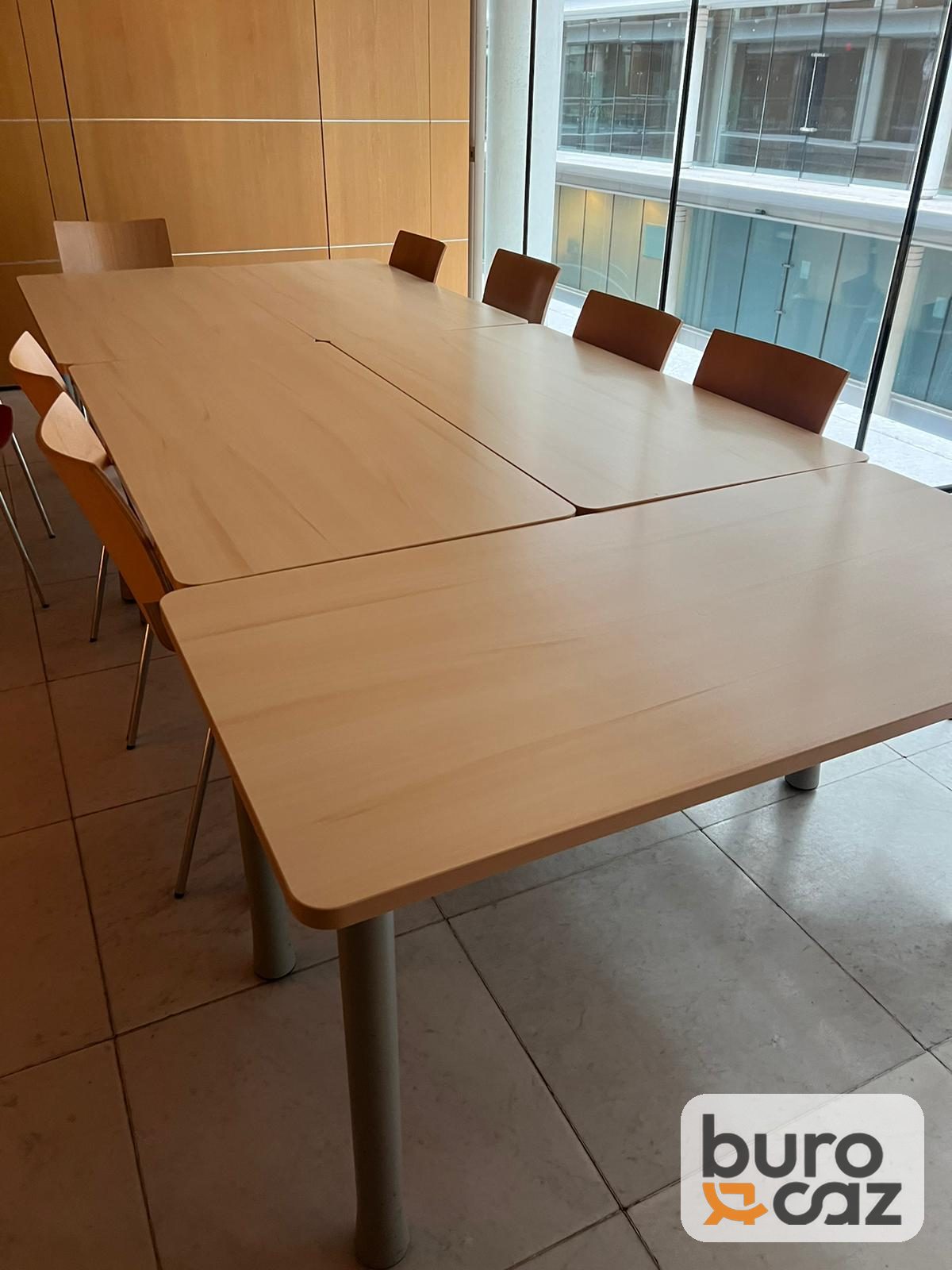 Table de réunion modulable plateau hêtre pieds gris — photo 3