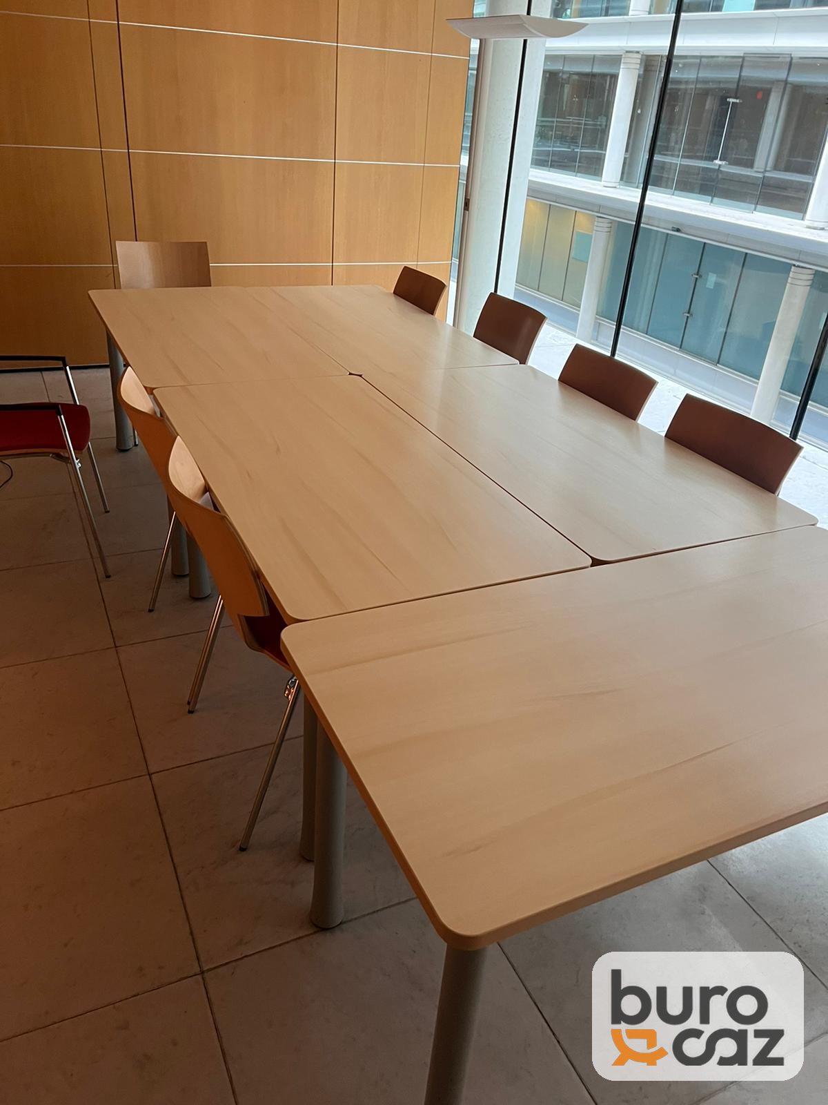 Table de réunion modulable plateau hêtre pieds gris — photo 4
