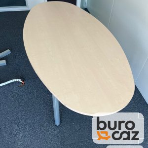 Table de réunion ovale érable pieds gris