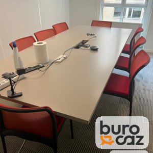 Table de réunion plateau gris taupe 8 personnes