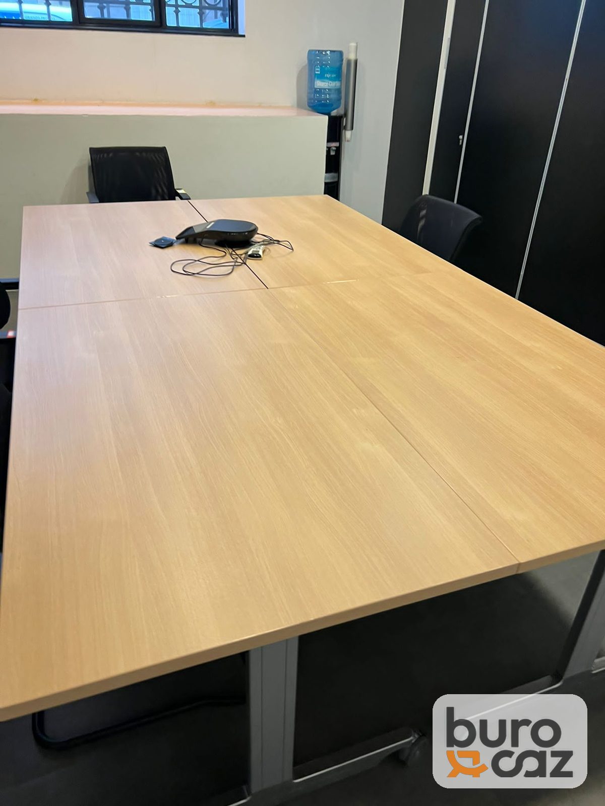 Table de réunion plateau hêtre – piètement T métal gris — photo 3