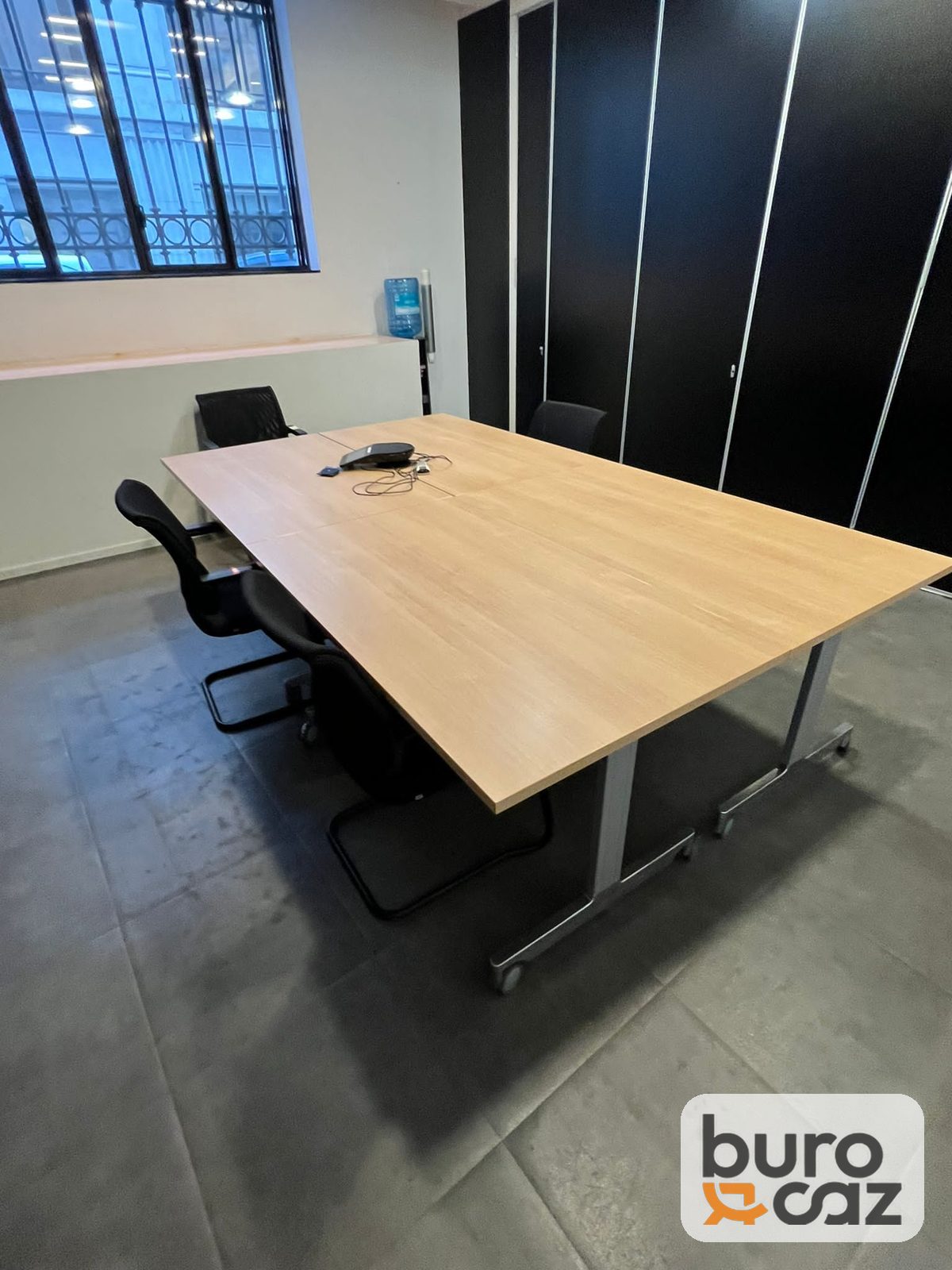 Table de réunion plateau hêtre – piètement T métal gris — photo 4
