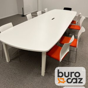 Table de réunion tonneau blanche