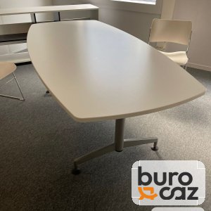 Table de réunion tonneau blanche – piètement central