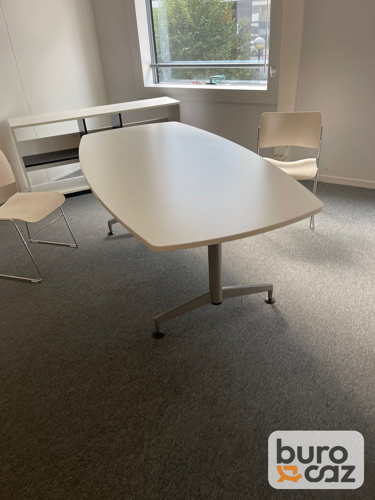 Table de réunion tonneau blanche – piètement central — photo 3
