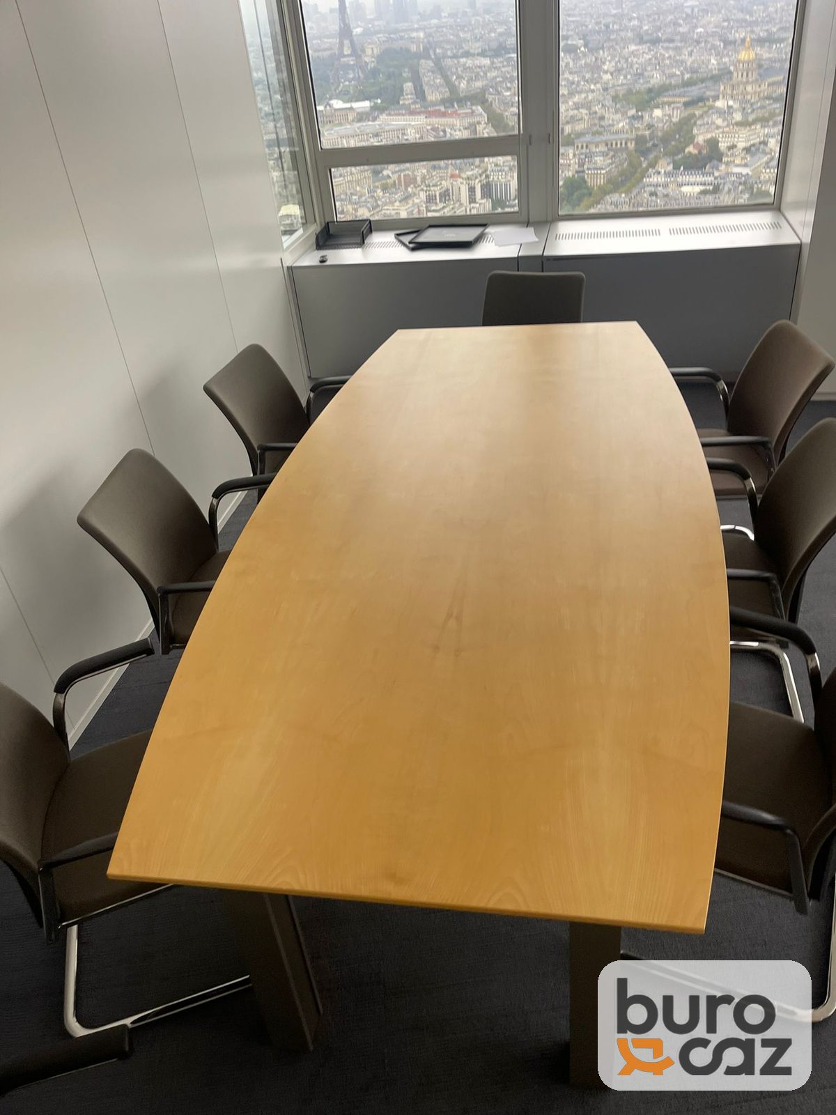 Table de réunion tonneau bois miel – pieds bois