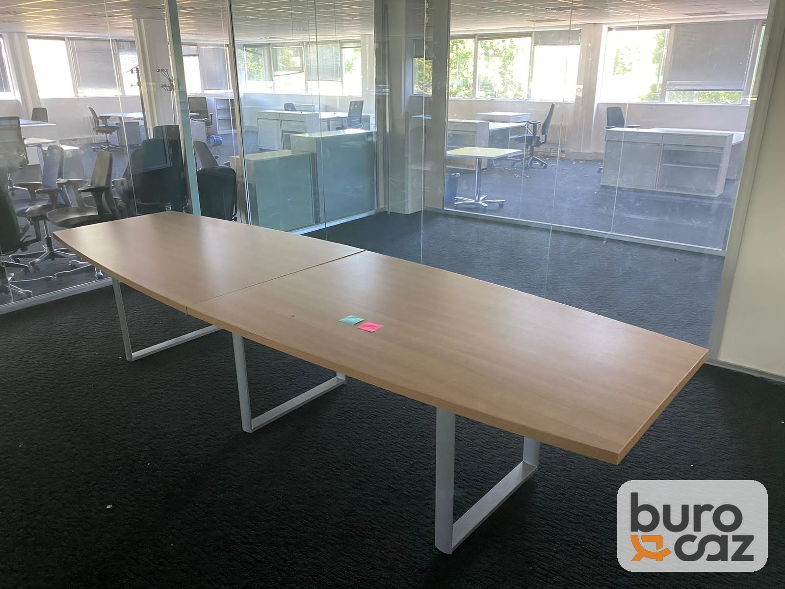 Table de réunion tonneau chêne piètement cadre blanc — photo 2