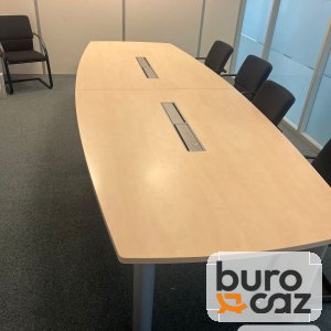 Table de réunion tonneau érable avec 2 trappes de connexion
