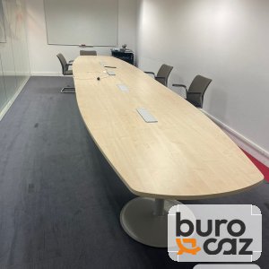 Table de réunion tonneau érable clair – pied central
