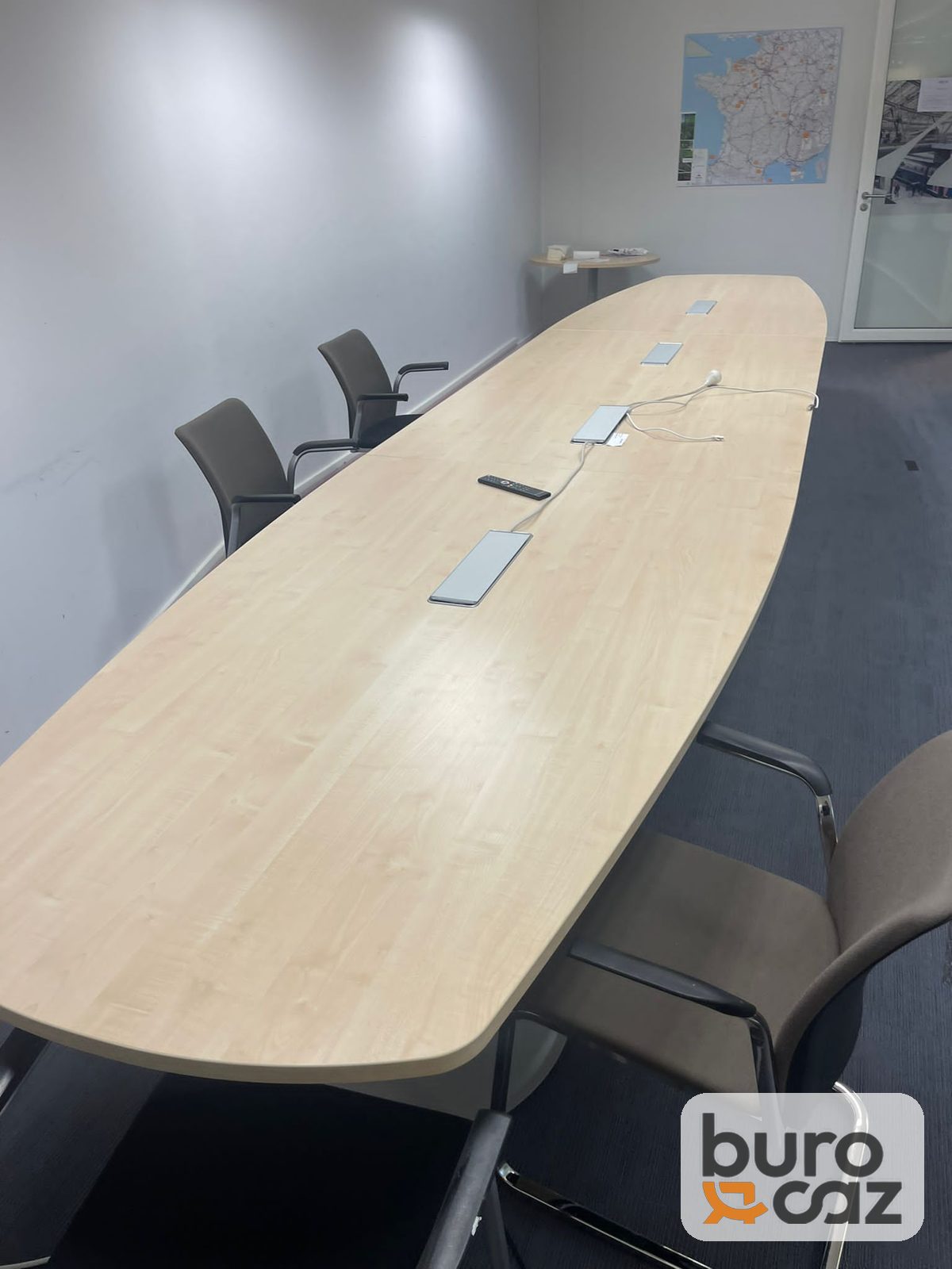 Table de réunion tonneau érable clair – pied central — photo 2