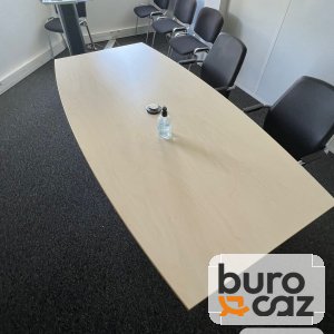 Table de réunion tonneau érable pied central