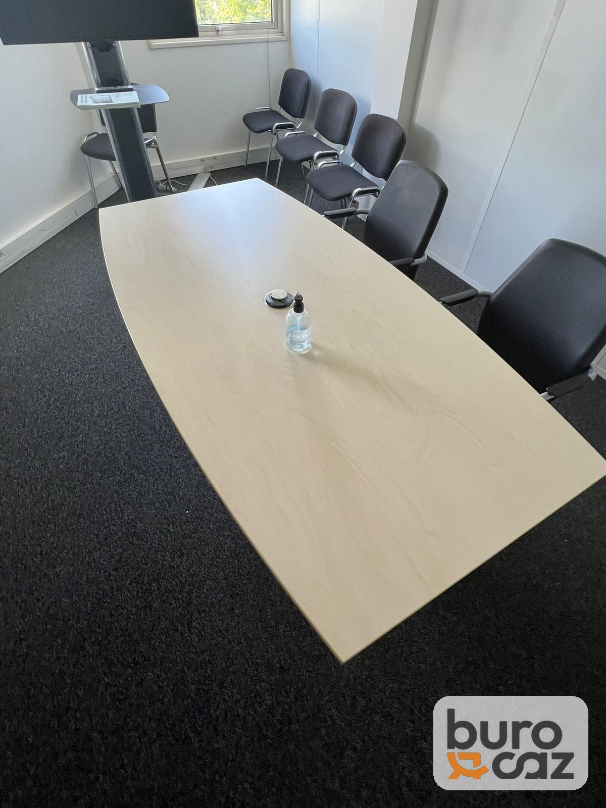 Table de réunion tonneau érable pied central