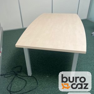 Table de réunion tonneau érable pieds gris
