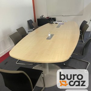 Table de réunion tonneau érable sur pieds tulipe