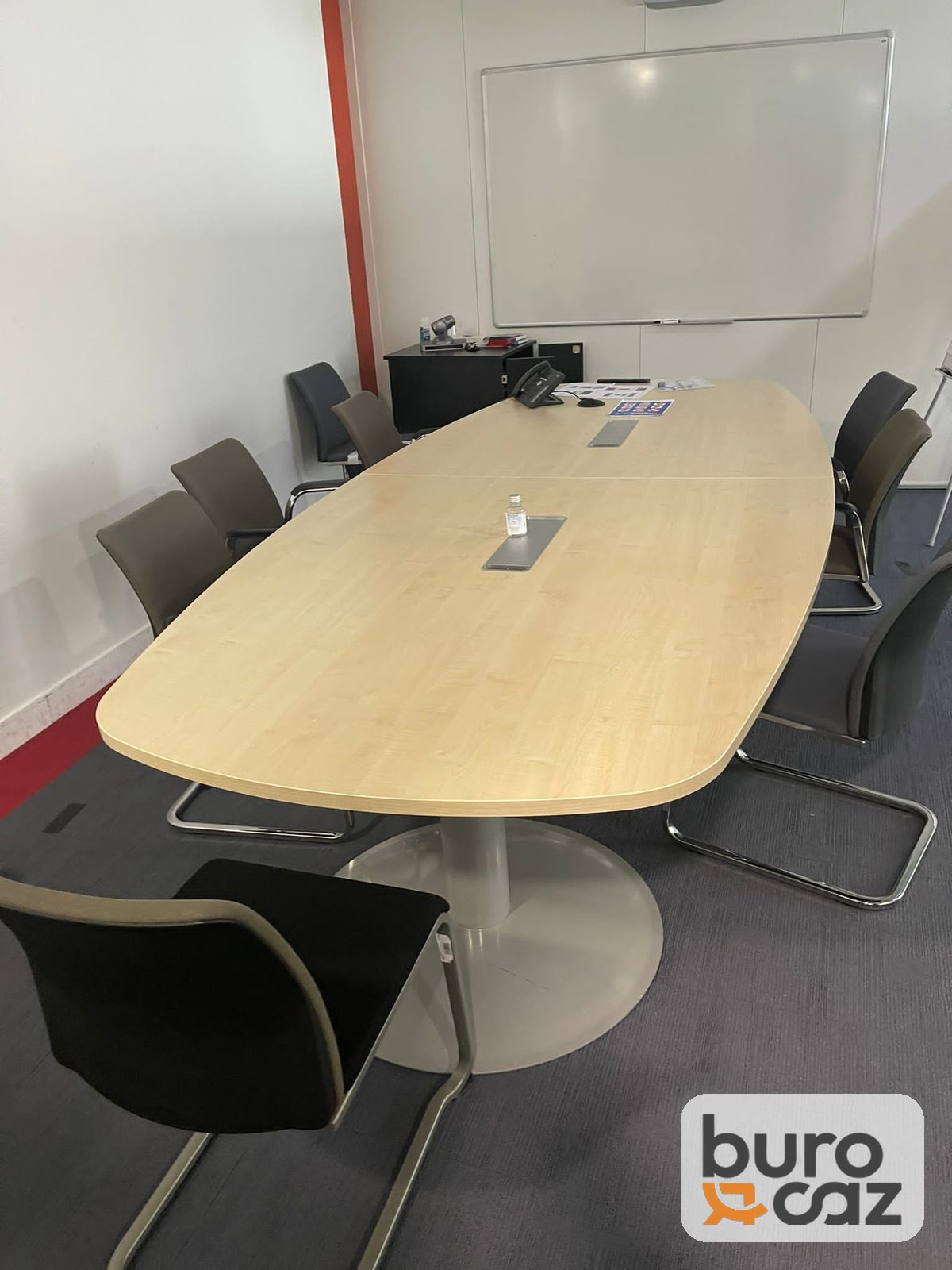 Table de réunion tonneau érable sur pieds tulipe