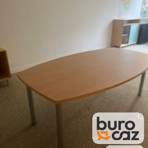 Table de réunion tonneau hêtre pieds gris