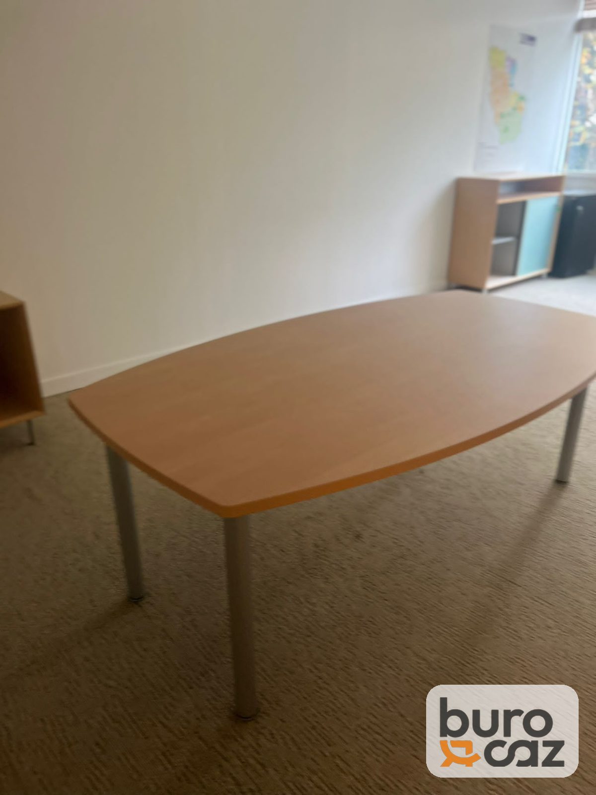Table de réunion tonneau hêtre pieds gris