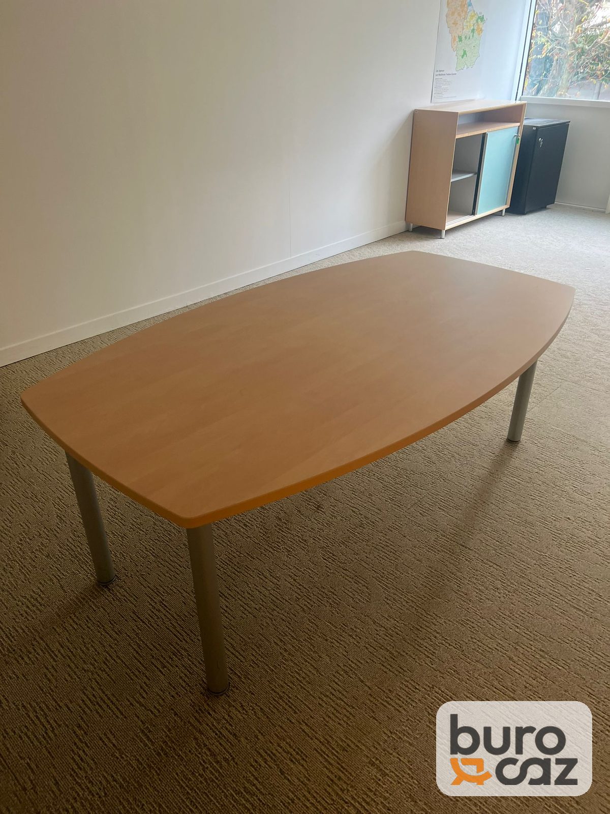 Table de réunion tonneau hêtre pieds gris — photo 2