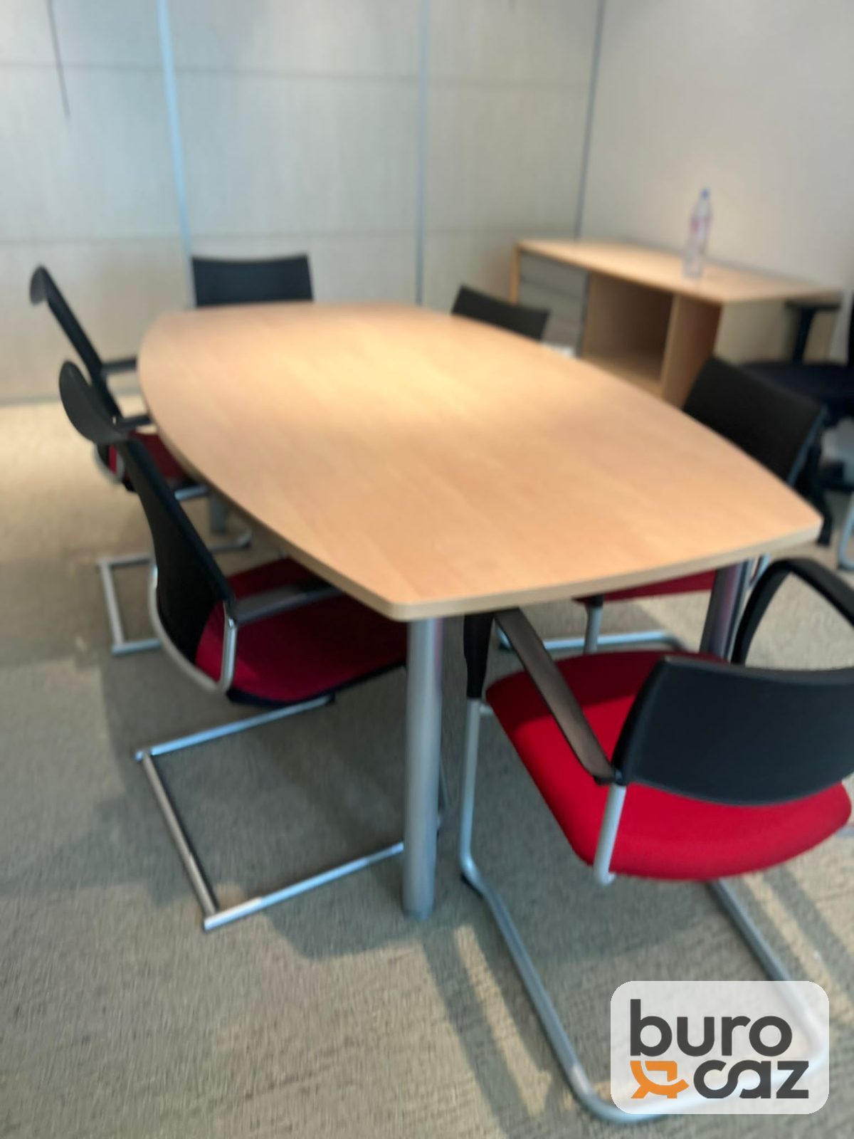 Table de réunion tonneau hêtre pieds gris 8 personnes