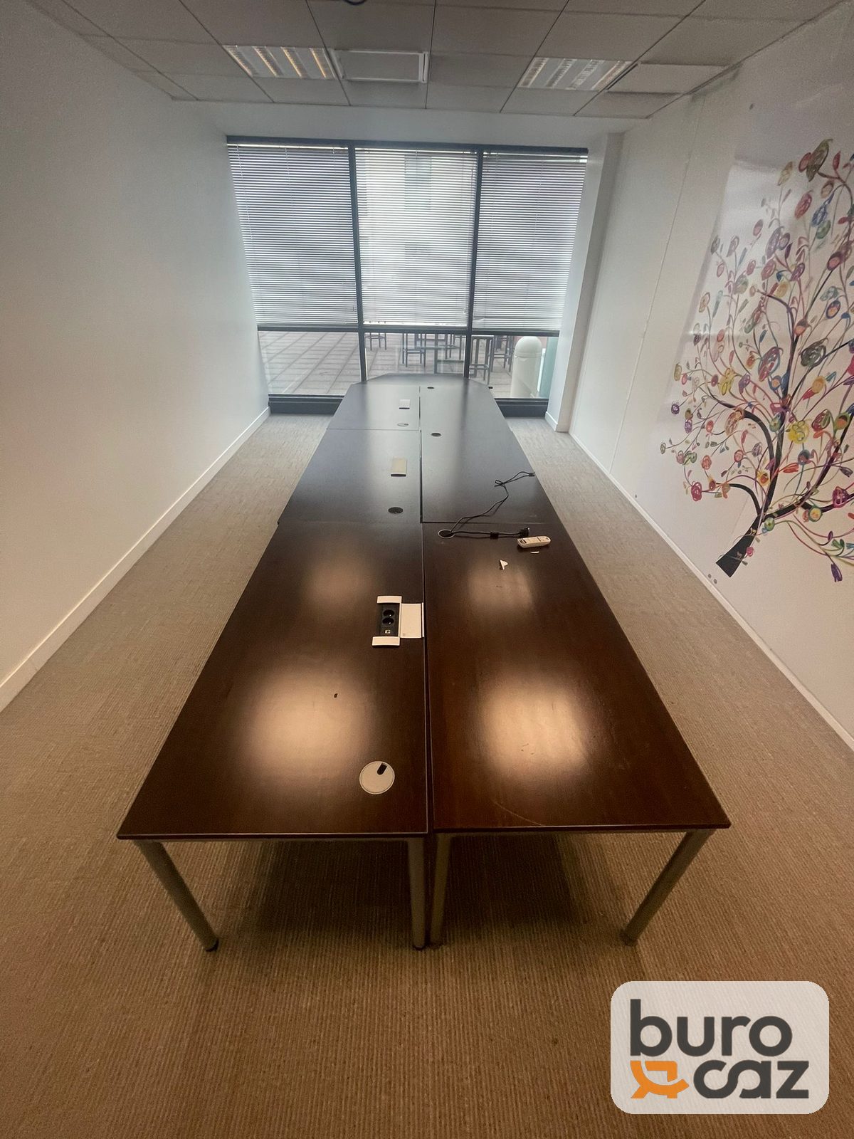 Table de réunion wengé – piètement métal