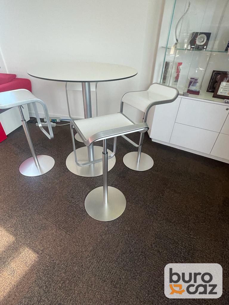 Table haute ronde blanche pied central