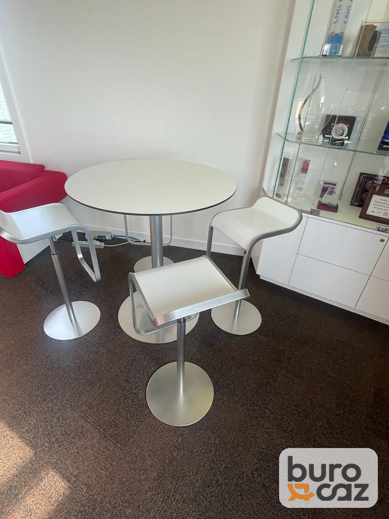 Table haute ronde blanche pied central — photo 2
