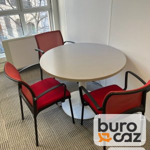 Table ronde blanche pied central