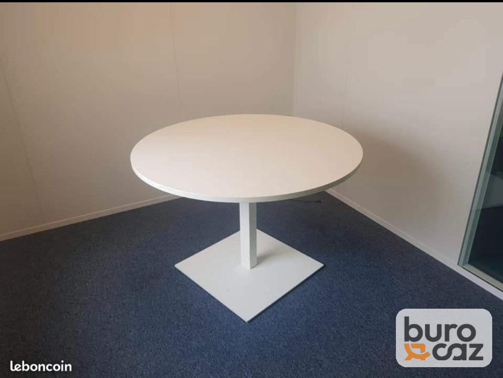 Table ronde blanche pied central embase carrée — photo 2