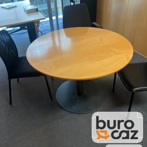 Table ronde bois clair pied central