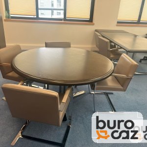 Table ronde de réunion bois foncé