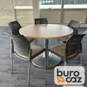Table ronde érable pied central