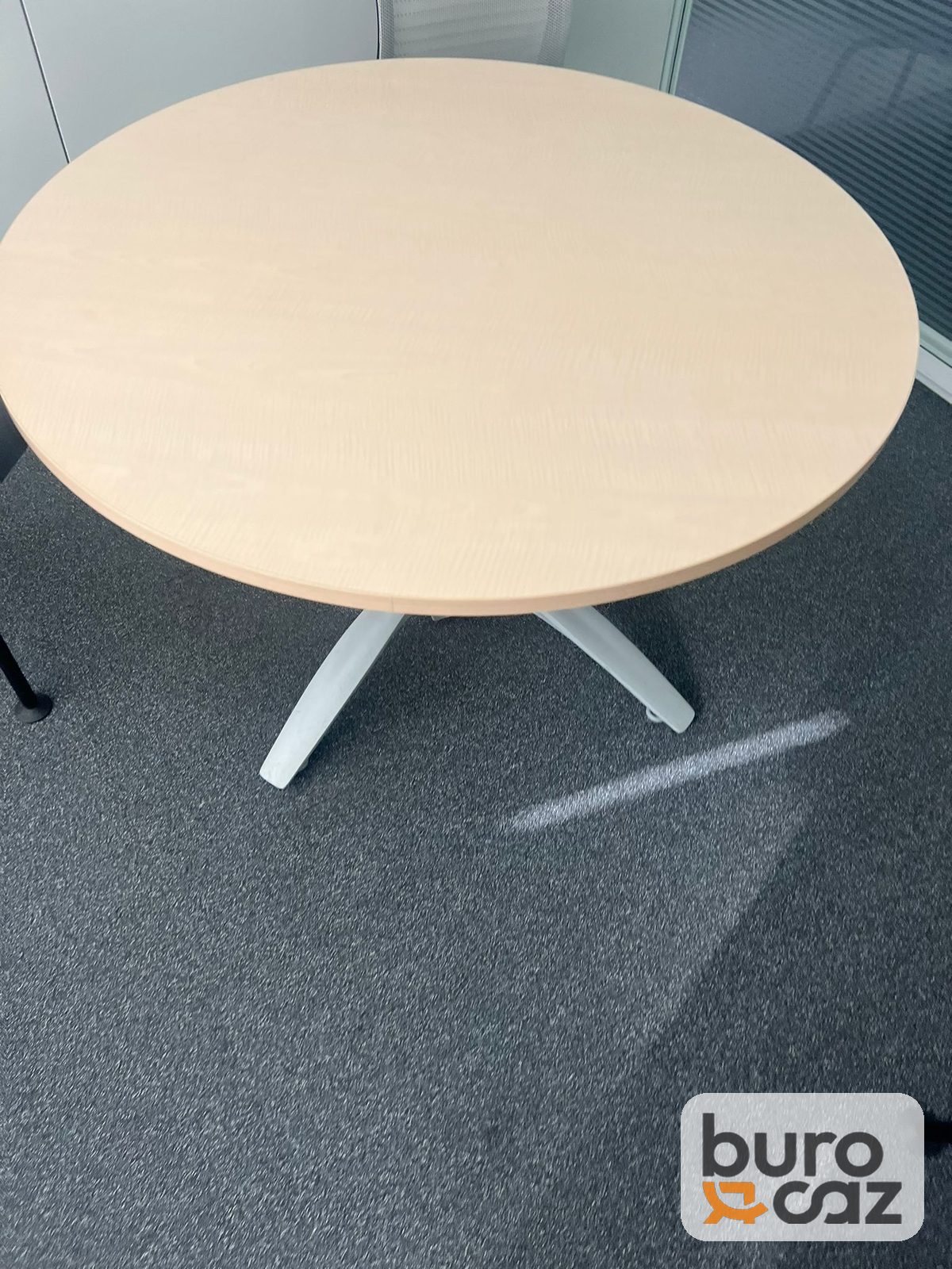 Table ronde érable pied croix blanc