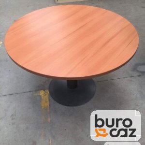 Table ronde merisier pied central noir